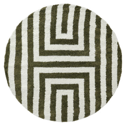 Runda mattor - Imilchil (vit/grön) (Storlek: Ø 200 cm)