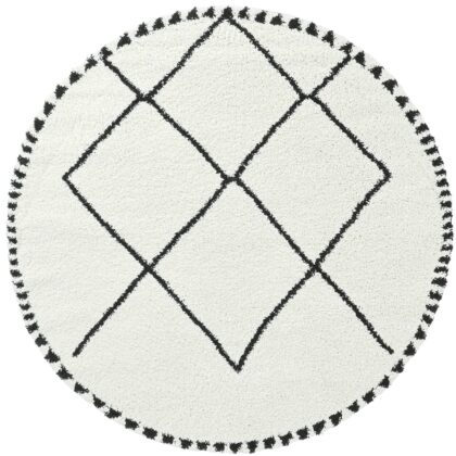 Runda mattor - Tiznit (vit/svart) (Storlek: Ø 200 cm)