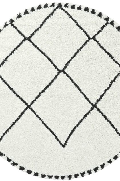 Runda mattor - Tiznit (vit/svart) (Storlek: Ø 200 cm)