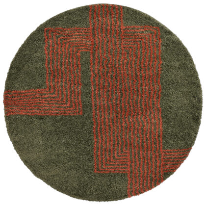 Runda mattor - Zagora (grön/orange) (Storlek: Ø 200 cm)