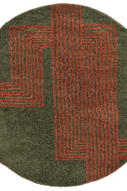 Runda mattor - Zagora (grön/orange) (Storlek: Ø 200 cm)