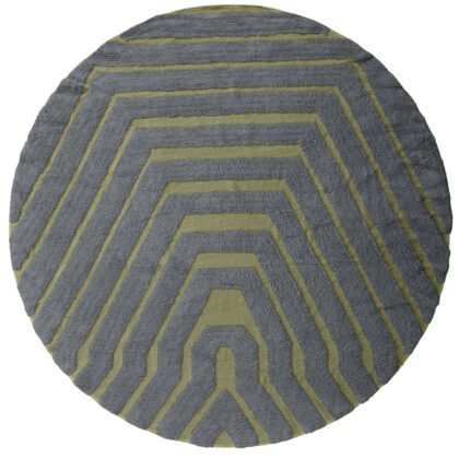 Rund matta - Callista Natural Cotton Shaggy (svart/grön) (Storlek: Ø 240 cm)