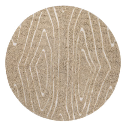 Rund matta - Kindon Natural Cotton Shaggy (beige/vit) (Storlek: Ø 200 cm)