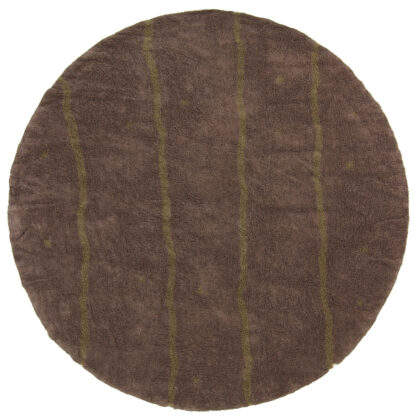 Rund matta - Leora Natural Cotton Shaggy (brun/oliv) (Storlek: Ø 240 cm)