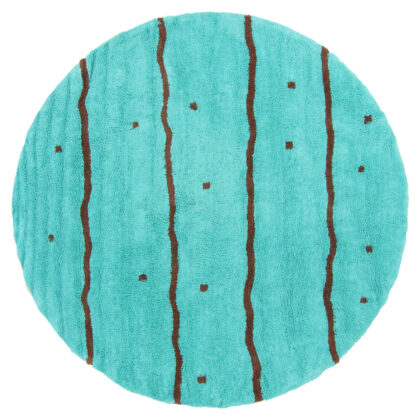 Rund matta - Leora Natural Cotton Shaggy (turkos/brun) (Storlek: Ø 240 cm)