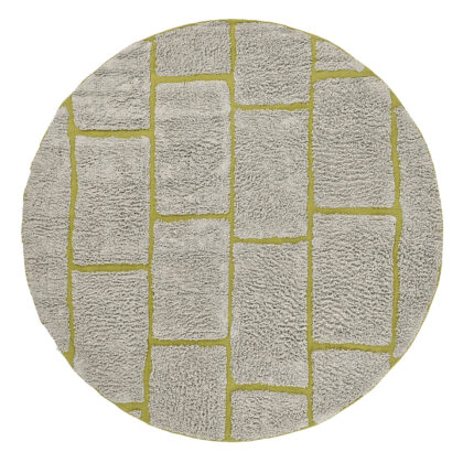 Rund matta - Lindley Natural Cotton Shaggy (greige/grön) (Storlek: Ø 240 cm)