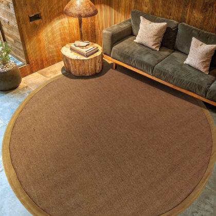 Rund matta (sisal) - Agave (brun) (Storlek: Ø 200 cm)