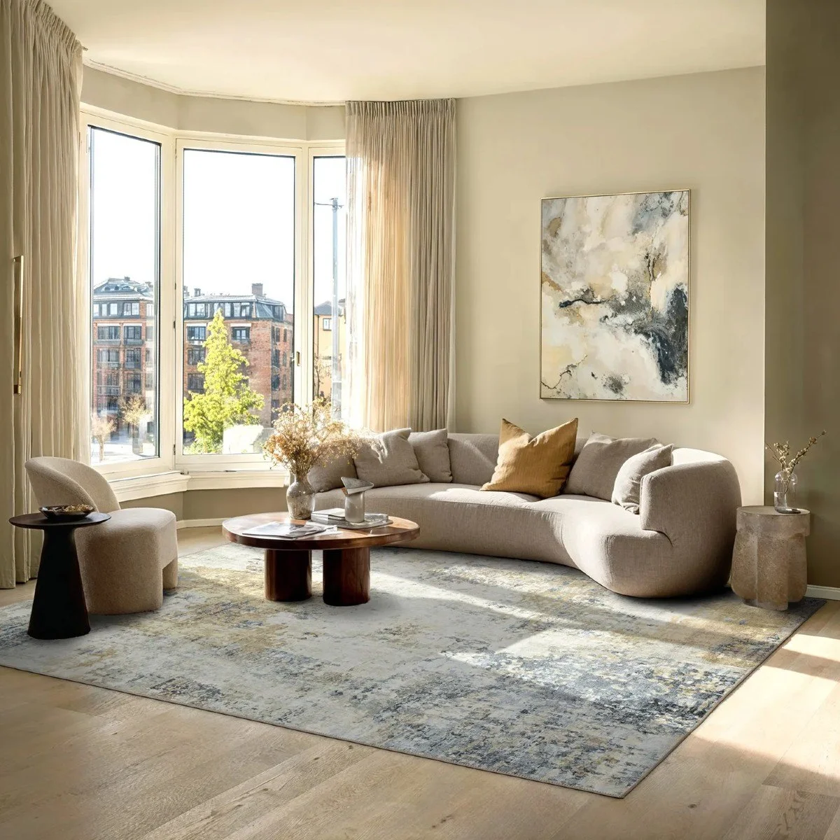 Flatvävd matta Comino (beige multi)