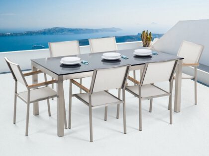 Bacoli Matgrupp Utomhus 180 cm + 6 Utestolar - Svart