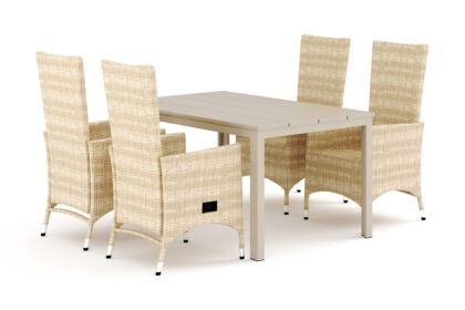 Tunis utomhus matgrupp 140x90 cm med 4 Jenny matstolar - Beige/Beige